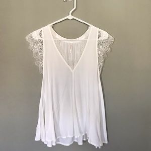 Free People white lace sleeveless top